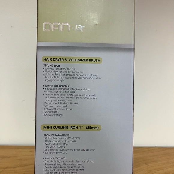 DAN•GT HAIRSTYLING SET HOT AIR BRUSH/CURLING IRON - Picture 3 of 4